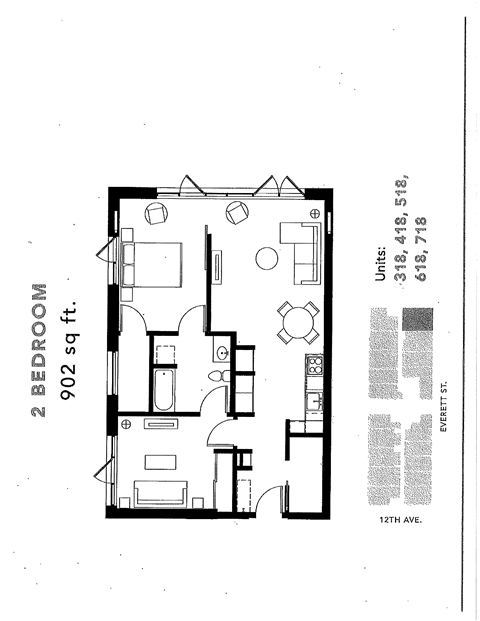 2x 1 A floor plan  at mResidences Portland Pearl District, Portland, OR